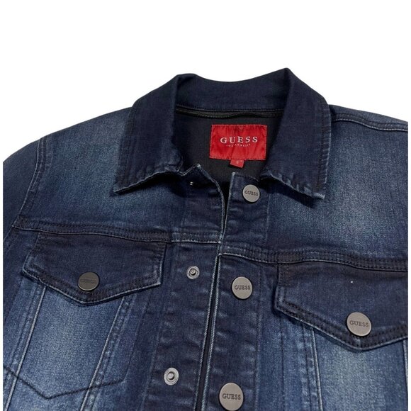 Guess Womens Dark Wash Denim Jacket S With Button Pockets Size‎ Small NWOT - Picture 4 of 12